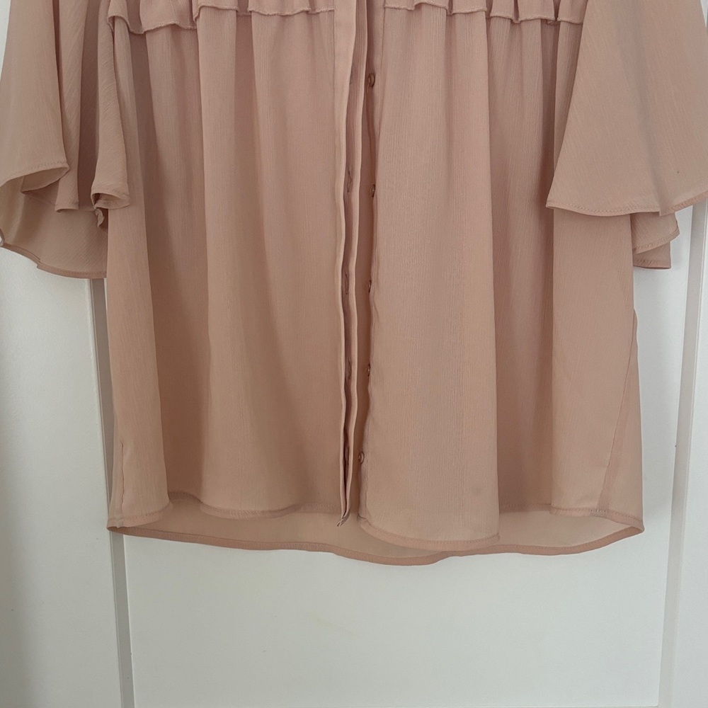 Women’s Ruffle Button-Front Blouse - Blush - Picture 4 of 6